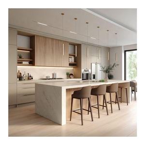 Gabinete de almacenamiento de Isla de mármol con tablero de melamina de partículas Mdf inteligente minimalista gabinetes de cocina modulares - Product Image 3