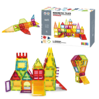 SamToyCn 맞춤형 교육 3D DIY 마그네틱 빌딩 블록 타일 블록 여행 세트 유아를위한 명확한 마그네틱 빌딩 블록