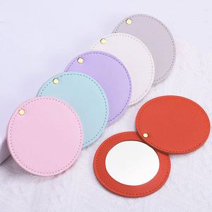 Custom Logo PU Leather Modern Lightweight Compact Portable Pocket <b>Small</b> Makeup <b>Mirror</b> for Women's Promotional Business Gifts - Product Image 2