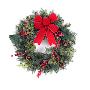 Popular Customized Artificial Berry <b>Red</b> <b>Bow</b> Wreath Decoration Natural Artificial Christmas Wreath - Product Image 1
