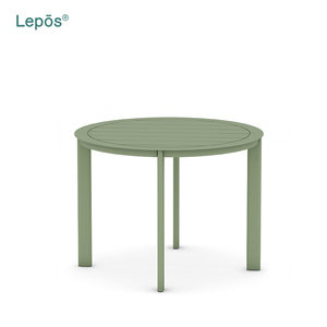 Nhà hàng ngoài trời đồ nội thất bàn ăn đặt sân vườn Bistro cafe bảng màu xanh lá cây sơn tĩnh điện nhôm tròn bàn ăn - Product Image 4