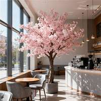 Pohon Bunga Sakura & Persik Buatan Besar Berkualitas Tinggi dengan Bunga Kain, Tanaman Hijau Indoor untuk Dekorasi Desain Pusat Perbelanjaan, Berpatent