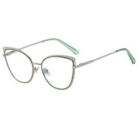 Femmes Designer Cat Eye Lunettes Cadres Mode Anti-Lumière Bleue Métal Optique Lunettes Diamant Visage Forme Match À La Mode Cat Eye