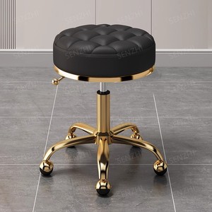 Tabouret hydraulique de Salon de beauté de base d'or avec la chaise de selle de dossier pour des meubles de <span class=keywords><strong>Spa</strong></span> de Salon de beauté - Product Image 3