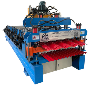 Sırlı çini çinko çatı levhası yapma makinesi çift katmanlı rulo şekillendirme makinesi - Product Image 1