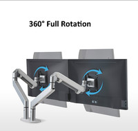Support de moniteur double écran en aluminium pour bureau, 17-32 pouces, bras articulé à ressort à gaz, capacité de charge 2-8 kg