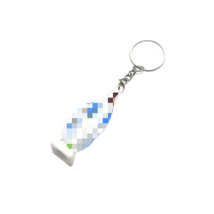 Fluorescent Green And White <b>Plastic</b> Keychain Irregular Shape Light Weight Gift For Travel Jewelry Ornament - Product Image 5