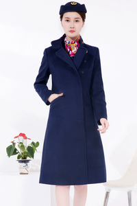 Cappotto da donna per assistenti <span class=keywords><strong>di</strong></span> <span class=keywords><strong>volo</strong></span> personalizzato giacca <span class=keywords><strong>di</strong></span> lana per uniformi invernali lunghe e aderenti al ginocchio - Product Image 3