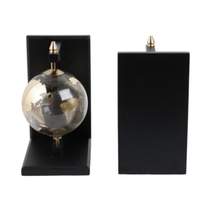 Fermalibri Moderni in Vetro a Forma di Globo con Base Nera, Accessorio Decorativo per Libreria, Supporti per Libri Scultorei - Product Image 5