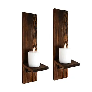 Wall Candle Sconces Conjunto de 2 Decorative Farmhouse Candle Sconce Sala Wall Decoration Wooden Candle Holder