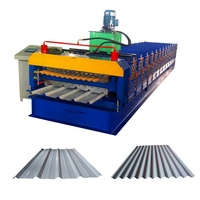 Machine de formage à rouleaux à double pont pour tôles d'acier de tuiles de toit trapézoïdales à ondulations d'eau
