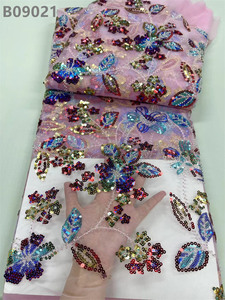 Vải Dệt Ren Voan Thêu Hạt Đính Kim Sa Vải Ren Đính Cườm Thêu Cho Bé Gái - Product Image 6