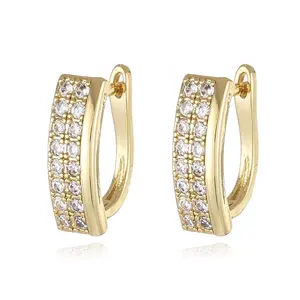 Hot bán 18K vàng mạ đồng thau Zircon Huggie Hoop Bông tai phụ nữ Wedding party engagement kỷ niệm