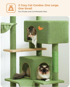 Torre para Gatos de 56.2 Pulgadas con Múltiples Niveles para Interiores, con Hamaca, Postes para Rascar y 2 Casas - Product Image 3