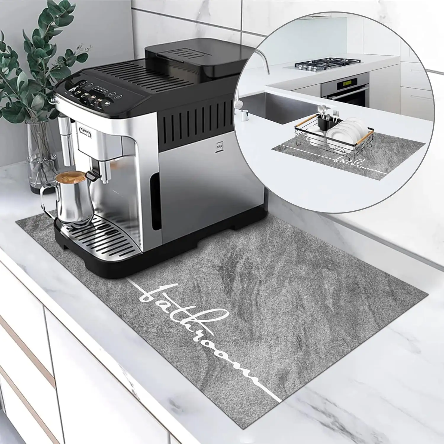 Rutschfeste Kaugummi-Kaffeematte super saugfähige Erde Kaffee Barmatte Maschine Kaffee-Topf Espressomatte für Geschirrregal