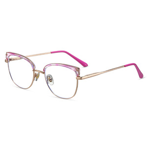 Gafas de Ojo de Gato 87331 para Mujer, Montura Metálica con Patillas de Resorte, Protección contra Luz Azul, Montura Completa, Tamaño Mediano, Gafas Ópticas - Product Image 1
