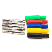 Connecteur banane 4 mm, en cuivre nickelé, gaine isolante en PE, montage sur filetage, type soudure