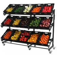 Verplaatsbaar nieuw design groentenrek supermarkt display fruitrek met wielen