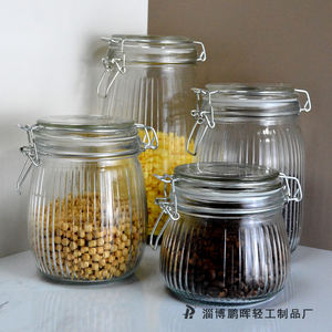 Gran oferta, juego de tarros de almacenamiento herméticos de vidrio transparente, contenedor de alimentos <span class=keywords><strong>con</strong></span> tapa de bloqueo de Clip de Metal para encurtidos, harina de avena, té de <span class=keywords><strong>cereales</strong></span> - Product Image 5