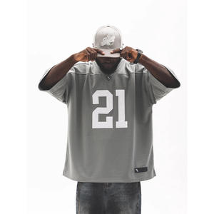 Maillot de football américain personnalisé à motif lettres, style hip-hop, manches courtes, séchage rapide, respirant, en maille 100 % polyester, coupe ample - Product Image 4