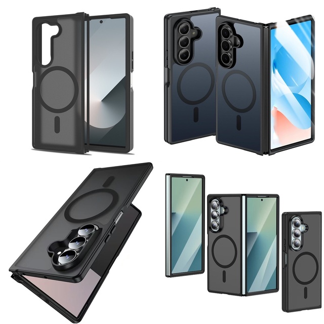Fashion Frosted Slim Magnetic Hinge 360 Hinge Foldable Mobile Phone Case for Samsung Galaxy Z Fold 7 6 8 Wide Ultra Thin Cover