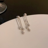 Boucles d'oreilles pendantes en acier inoxydable, bijoux pour femmes, vestes, gland, chaîne, goutte d'eau, boule, perle, clous d'oreilles
