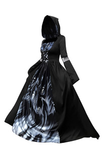 Disfraz de Bruja con Capucha y Calavera para Halloween 2026, Vestido de Mago Místico para Mujer, Traje de Cosplay para Actuación en Escenario - Product Image 5