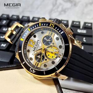 นาฬิกาข้อมือ MEGIR 2206 ระบบควอตซ์  แสดงวันที่อัตโนมัติ กันน้ำ สายซิลิโคน ดีไซน์เรียบหรู สำหรับผู้ชาย ขายส่ง - Product Image 6
