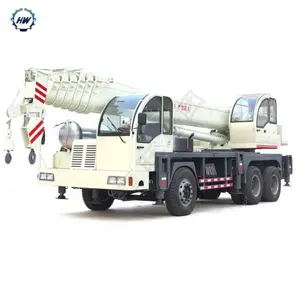 中国HENGWANGカーリフトナックルブーム油圧エンジンクレーン16トン伸縮式トラッククレーンバスケット付き