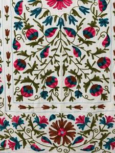 Traditional Cotton Suzani <b>Throw</b> Hand Embroidered Bedsheet <b>Bed</b> <b>Cover</b> Uzbek Textile Colorful Wall Decor - Product Image 5