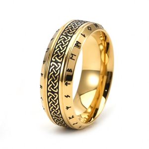 New Design <b>Ring</b> Vintage Nordic Celtic Knot <b>Viking</b> Amulet Words Ancient Gold Stainless Steel <b>Men</b> Size 7-13 <b>Ring</b> Jewelry - Product Image 1