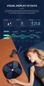 ميزان الجسم الإلكتروني الذكي من زجاج إيتو بتصميم رفيع للغاية مزود بشاشة بلورية رقيقة وخاصية الواي فاي مع تقنية البلوتوث - Product Image 2