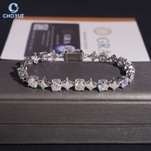 Hot Sale Star Design Moissanite Cuban Link <b>Bracelet</b> Rhodium Plated <b>Solid</b> 925 <b>Silver</b> Hiphop Iced Out Jewelry - Product Image 4