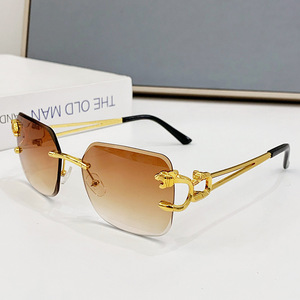 Gafas <span class=keywords><strong>de</strong></span> Sol <span class=keywords><strong>de</strong></span> Moda sin Montura con Patrón <span class=keywords><strong>de</strong></span> Leopardo y Patillas <span class=keywords><strong>de</strong></span> Espejo para Hombre y <span class=keywords><strong>Mujer</strong></span>, Protección UV400, Uso Exterior, Venta al por Mayor Transfronteriza - Product Image 2