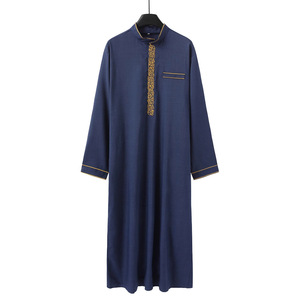 Abaya Marroquí Bordada Lijia con Cuello Alto para <span class=keywords><strong>Hombre</strong></span>, Túnica Árabe Modesta Islámica Saudí Turca, Larga hasta el Tobillo, Manga Larga, para <span class=keywords><strong>Boda</strong></span> - Product Image 2