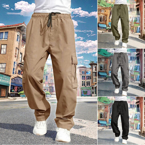 Pantalon cargo pour homme de haute qualité, style vintage d'automne, 100% polyester, imperméable, respirant, taille mi-haute, fermeture éclair, devant plat, multi - Product Image 2