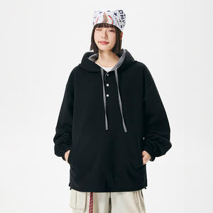 Felpa scozzese con cappuccio Double face da uomo stile coreano con colletto alla moda con botton Up Top Unisex - Product Image 3