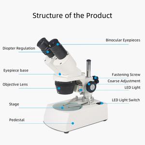 Microscope stéréoscopique XT3 C 1X 4X avec tête binoculaire et double éclairage LED - Product Image 4