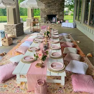 Обеденная твердая деревянная плитка для вечеринки в честь Дня Рождения, современная роскошная плитка для кемпинга, праздника, сада, свадьбы, пикника, стол