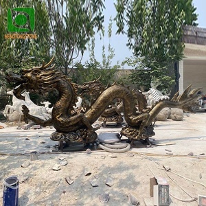 Escultura de Dragón Chino de Fibra de Vidrio Color Bronce, Estatua de Animal de Fibra de Vidrio - Product Image 2