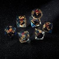 Ensemble de 7 dés en résine liquide transparente avec paillettes, dés polyédriques pour DND et Pathfinder