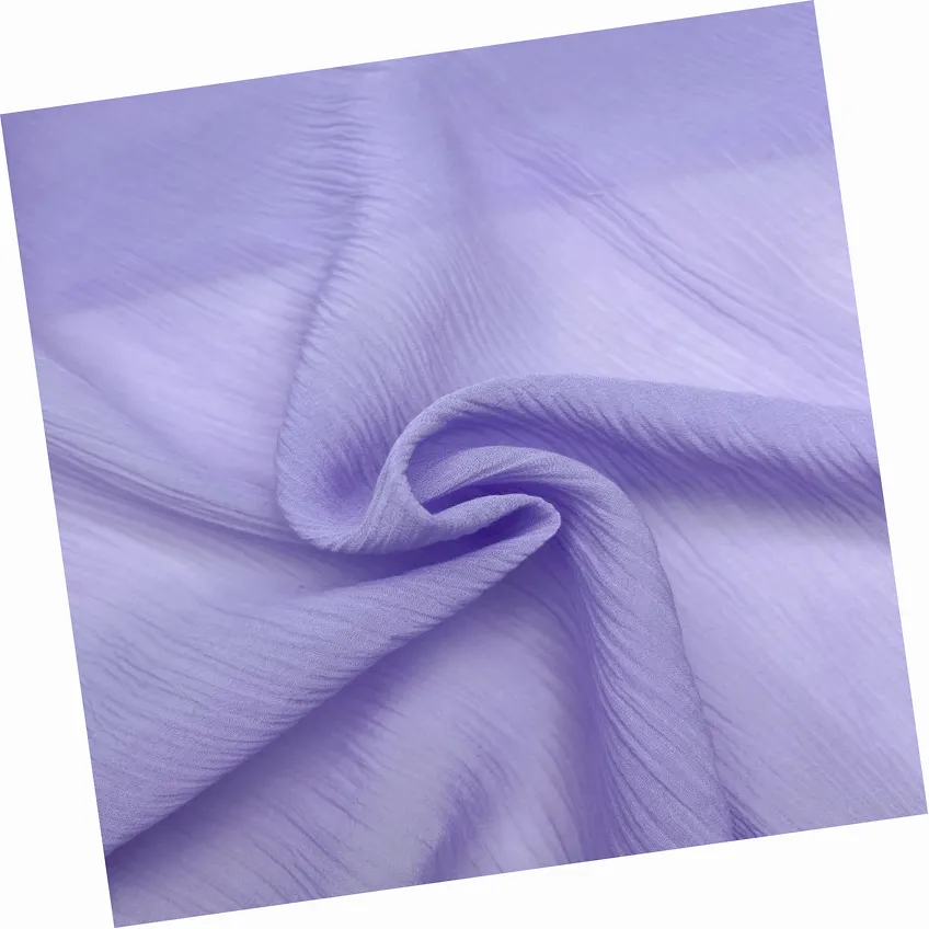 Gizemli mor özel katı boyalı hafif yumuşak ipek pamuk buruşuk şifon jorjet kumaş elbise bluz için Kaftan