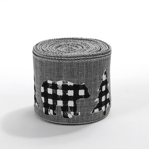 Ruban décoratif en lin imitation, noir et blanc, à carreaux, gaufré, 2 m, pour emballage cadeau, couronnes et nœuds, vente en gros - Product Image 5