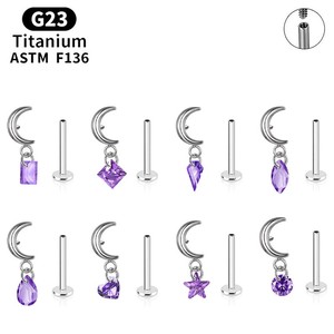 ต่างหูรูปพระจันทร์ทำจากไทเทเนียมอัลลอย G23เครื่องประดับที่ทันสมัยในชีวิตประจำวันจี้เพทายการตั้งค่า10มม. สำหรับงานแต่งงาน - Product Image 2