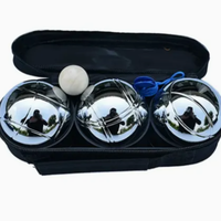 Kit de 3 boules de pétanque, boules en métal estampées avec sac de transport, accessoire de jeu de pelouse extérieur pour tous les âges