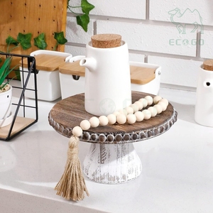 Support de présentation de gâteaux de mariage en bois perlé de luxe pour cuisine et fêtes, également utilisable comme plateau de rangement et présentoir - Product Image 6