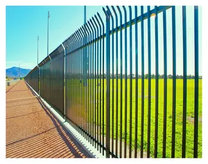 Pagar Besi tempa Panel pagar logam pemetik atas baja hitam pagar melengkung