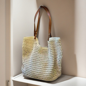 HKZB Nouveauté Sac en paille grande capacité pour femmes Décontracté Polyvalent Artistique Sac bandoulière Sac à main Idéal pour les vacances à la plage - Product Image 2