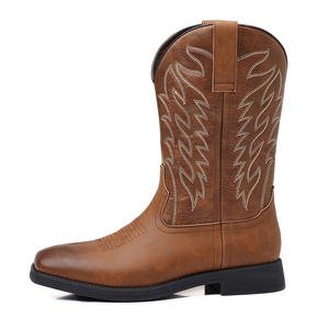 Bottes <span class=keywords><strong>de</strong></span> cowboy rétro western pour hommes, large bout carré, durable, brodées, antidérapantes pour les décorations <span class=keywords><strong>de</strong></span> fête. - Product Image 2