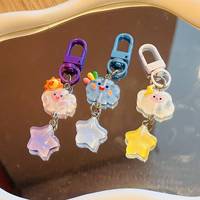 Porte-clés créatif, mignon et tendance en résine, avec pendentif pour sac à dos et motif nuage-étoile, semi-fait main